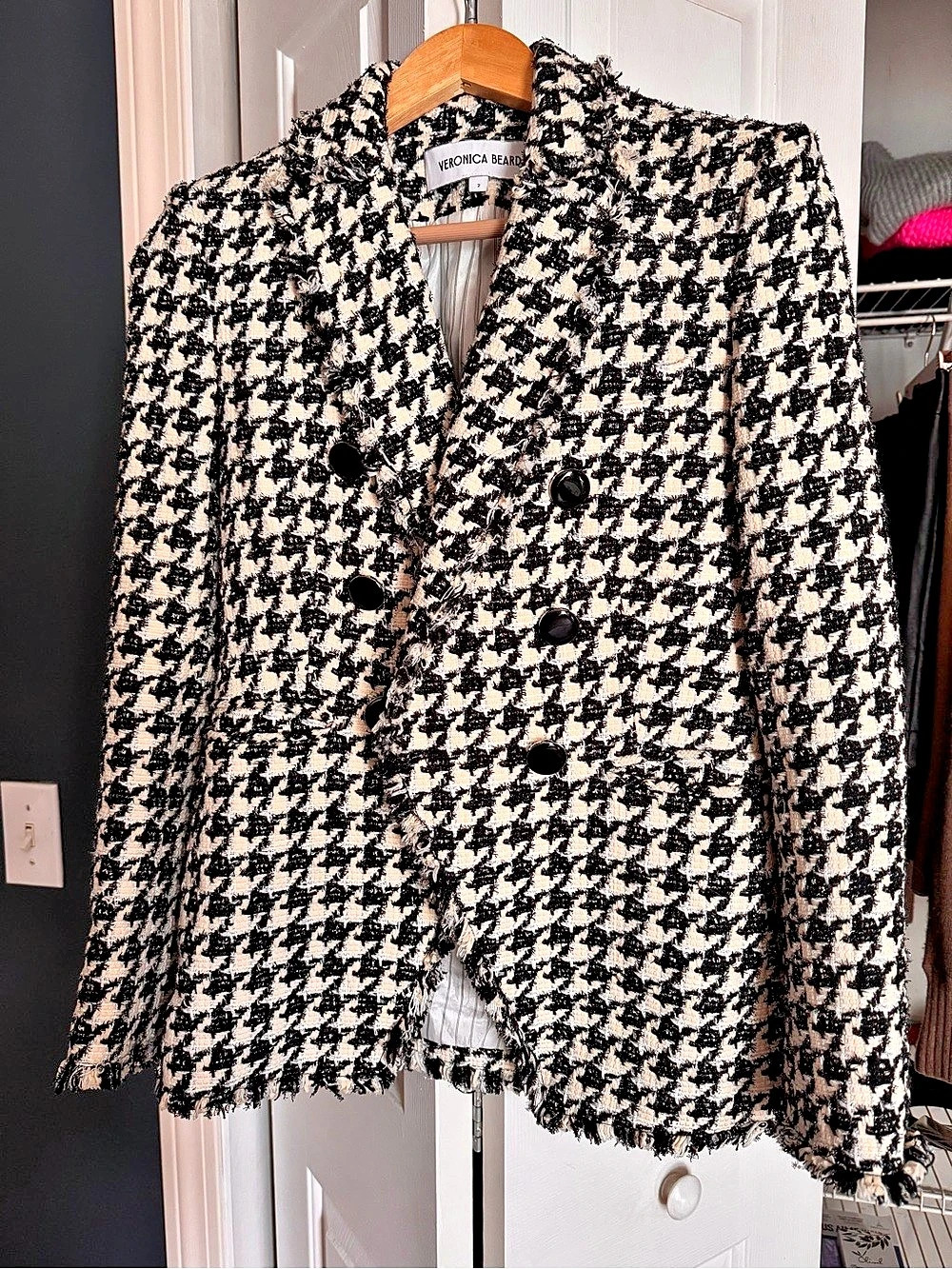 Veronica Beard Miller Houndstooth Dickey Jacket/Blazer in Black & Cream Size 2